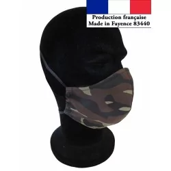 Masque protection barrière camouflage homme design à la mode réutilisable AFNOR Nikita Loup