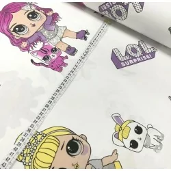 Sorpres lo tela!Fond blanc Muñeca grande | Telas Lobo