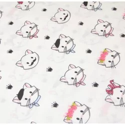 Fabric Cats Heads White...