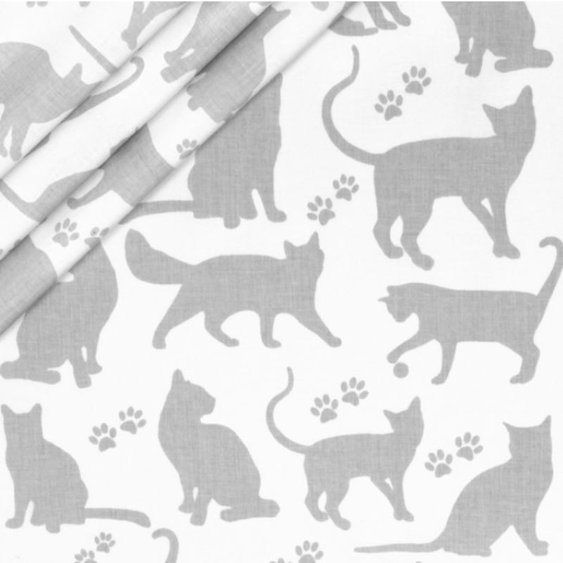 Tissu Coton Chats Et Pattes De Chat 3 35 Popeline Cats And Cat Paws Fabrics