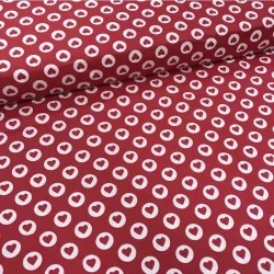 Tissu Coton Cœur Rouge-Rond Blanc Nikita Loup