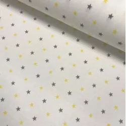 Tessuto Stelle Giallo e Grigio