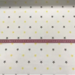 Tecido de Algodão Estrelas Amarelo e Cinza | Tissus Loup