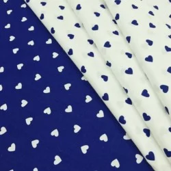 Tissu Coton Cœurs Bleus Fond Blanc Nikita Loup