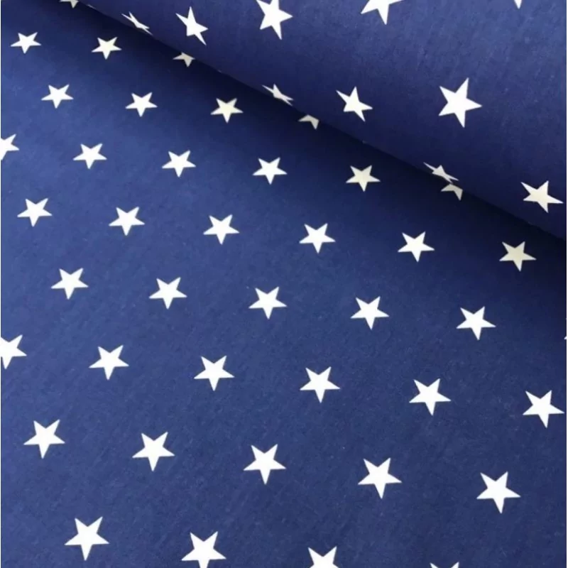 Fondo azul marino de tela de algodón de estrella blanca Nikita Loup