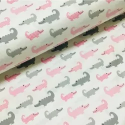 Tejido Cocodrilo rosa y gris