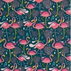 Flamingo katoenen stof roze Nikita Loup