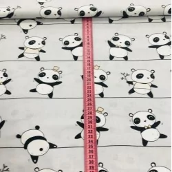 Tissu Coton Panda Funambule Nikita Loup