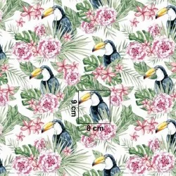 Toucan and Tropical Flowers Fabric Cotton Nikita Loup