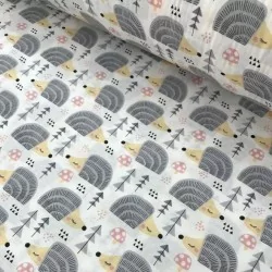 Gray Hedgehog Fabric Cotton Nikita Loup