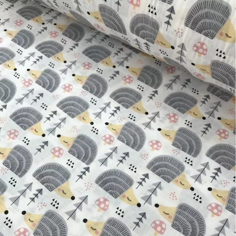 Gray Hedgehog Fabric Cotton Nikita Loup