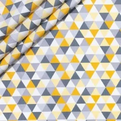 Yellow and Gray Pyramids Fabric Cotton Nikita Loup