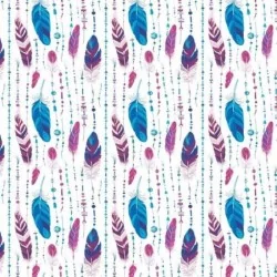 Blue and Purple Feathers and Pearls Fabric Cotton Nikita Loup