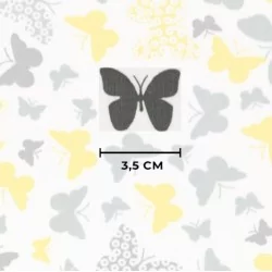 Tela de algodón amarillo y mariposas grises. Nikita Loup