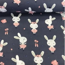 Rabbit in Tutu Dress Fabric Cotton Nikita Loup