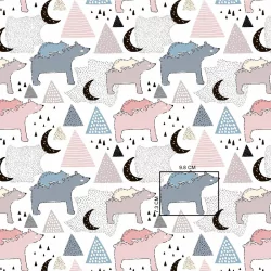 Tessuto di Cotone Orso e Luna | Tissus Loup