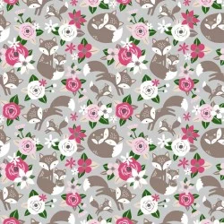 Foxes in the Flowers Fabric Cotton Nikita Loup