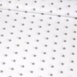 Fabric Cotton Grey Star White Background | Wolf Fabrics
