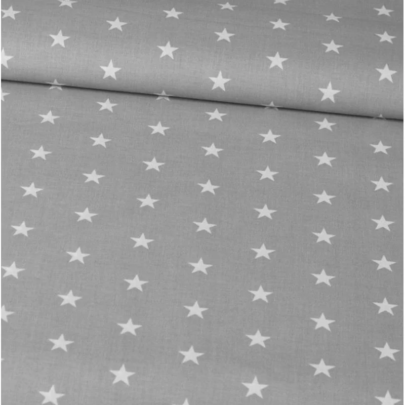 Fond gri d tel d algodó d estrella blanca | Telas Lobo