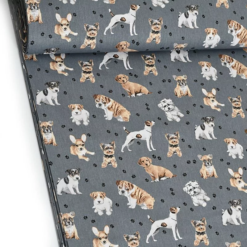 Cotton fabric with yorkshire breed dogs, Jack Russel, Carlin, Bouleget, Bichon, Schnauzer and Pinscher.
Nikita Loup