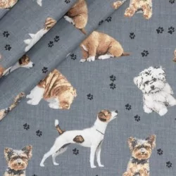Cotton fabric with yorkshire breed dogs, Jack Russel, Carlin, Bouleget, Bichon, Schnauzer and Pinscher.
Nikita Loup