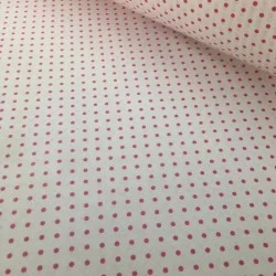 Fuchsia Little Dots White Background Fabric Cotton Nikita Loup