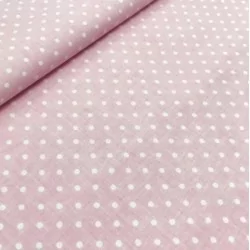 White Little Dots 4mm Fabric Pink Background Nikita Loup