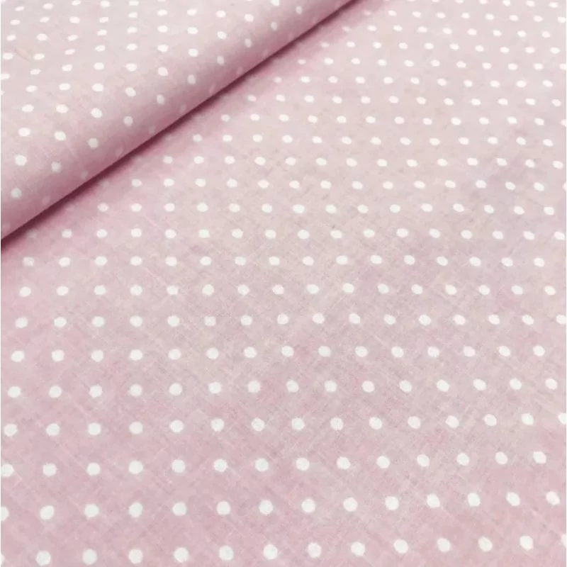 Tela de guisantes blancos de 4 mm de fondo rosa Nikita Loup