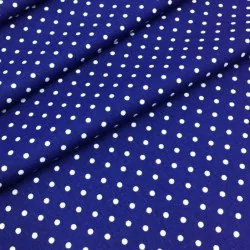 White Little Dots 4mm Navy Blue Background Fabric Cotton Nikita Loup
