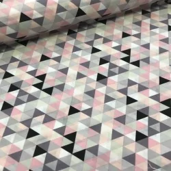 Tela de algodón de pirámide rosa y gris Nikita Loup