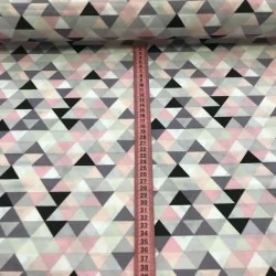 Roze en grijze piramide katoenen stof Nikita Loup