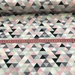 New Blush Pink & Grey 100% Cotton Fabric By the Metre Chevron Star Triangle Dot 