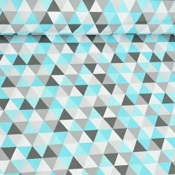 Fabric Turquoise and grey pyramid