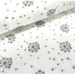 Dandelion fabric Cotton White background Nikita Loup