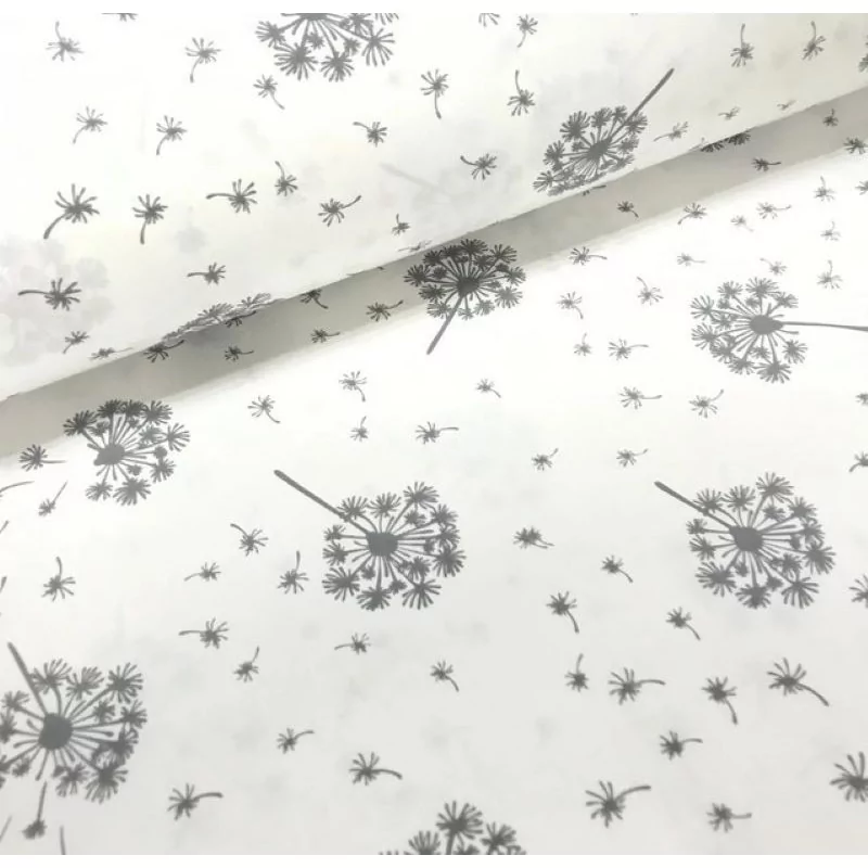 Dandelion fabric Cotton White background Nikita Loup