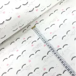 Eyelashes and Hearts Fabric Cotton | Wolf Fabrics
