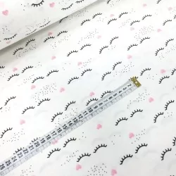 Eyelashes and Hearts Fabric Cotton | Wolf Fabrics