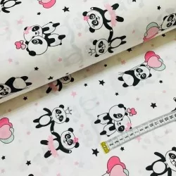 Tejid d algodó panda amante | Telas Lobo