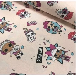 Tissu Coton LOL Surprise ! Fond Rose Poudré | Tissus Loup