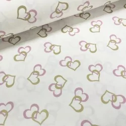 Fabric Gold and pink hearts