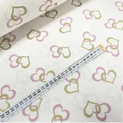 Golden and Pink Heart Cotton Fabric | Wolf Fabrics