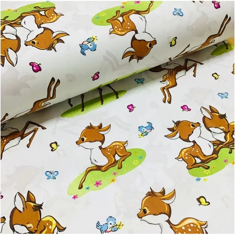 Doe and Butterfly Fabric Cotton | Wolf Fabrics