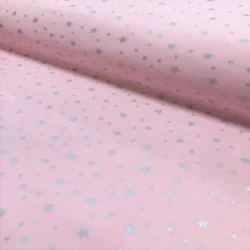 Silver Star Pink Background Fabric Cotton Nikita Loup