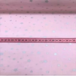Tecido de Algodão Xale Prateado Fundo Rosa | Tissus Loup