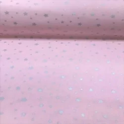 Silver Star Pink Background Fabric Cotton | Wolf Fabrics