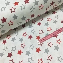 Red and Gray Star Fabric Cotton Nikita Loup