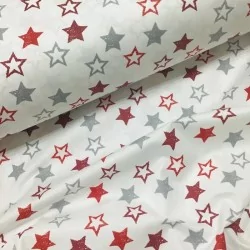 Red and Gray Star Fabric Cotton Nikita Loup