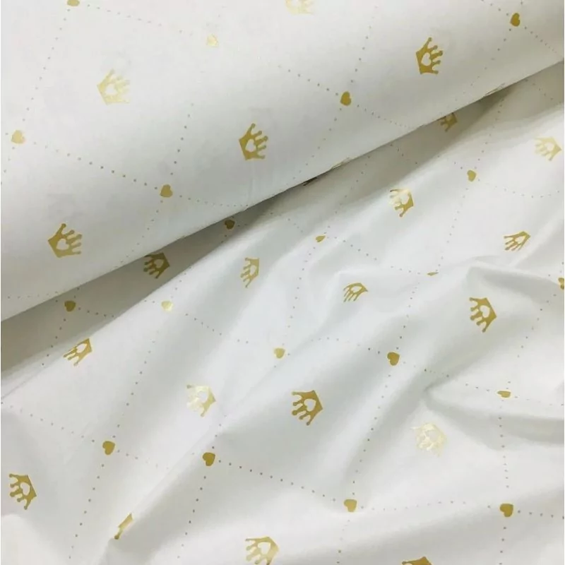 Golden Crowns and Hearts Fabric Cotton | Wolf Fabrics