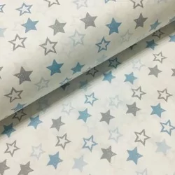Fabric Grey and blue stars