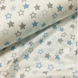Tissu Coton Étoiles Grises et Bleus | Tissus Loup